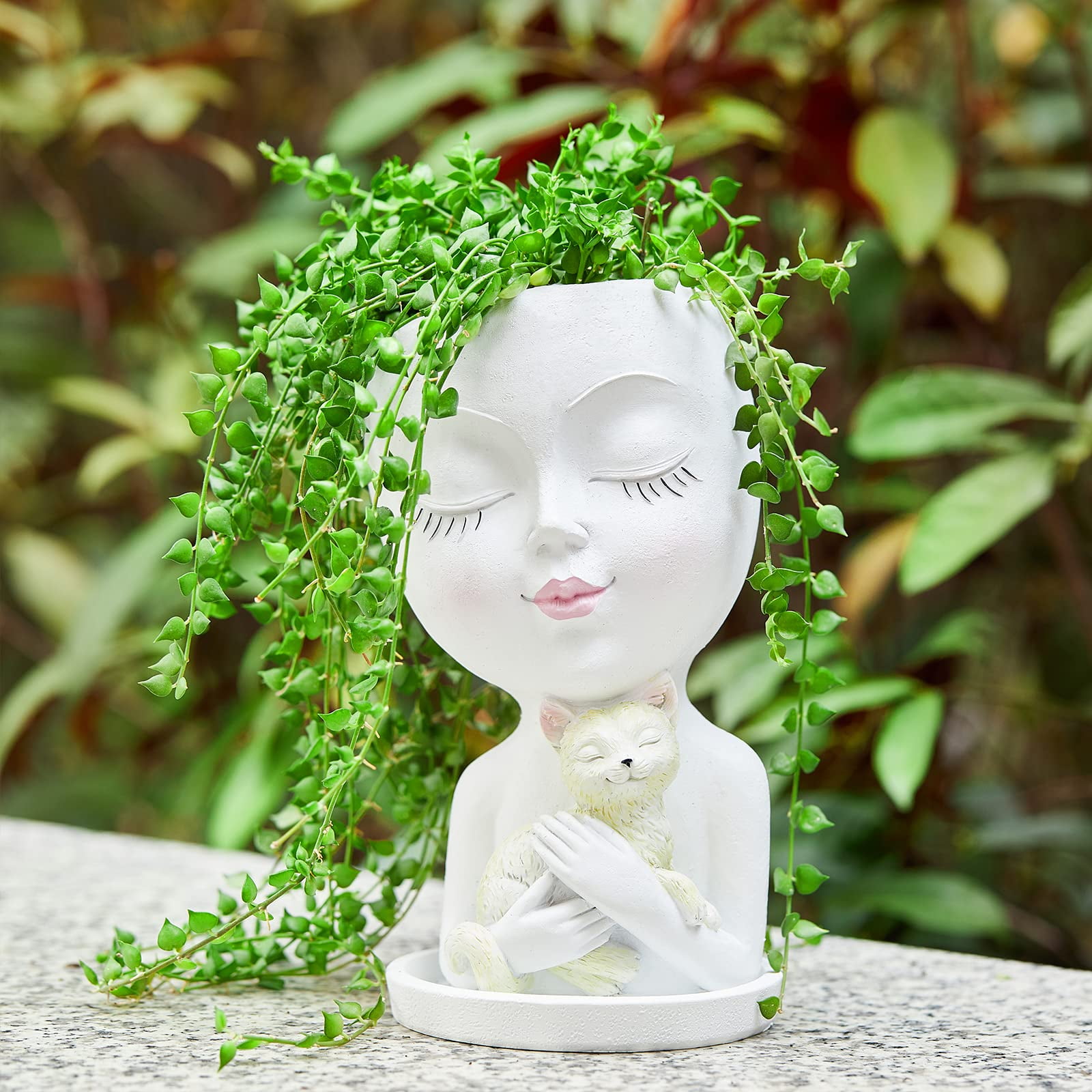 Tancuzo Face Planters Pots Resin Succulent Planters with Drainage Hole