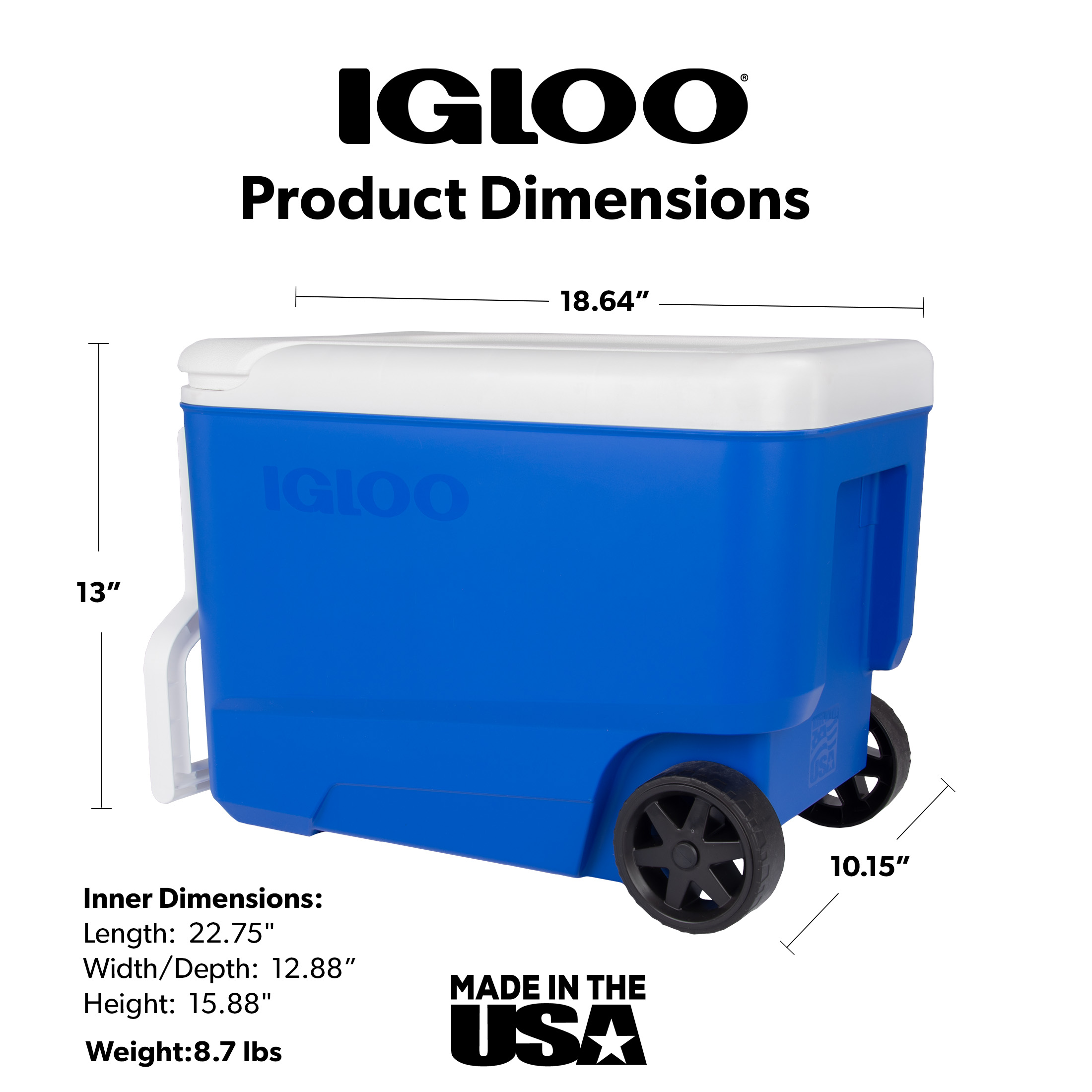 Igloo Wheelie Cool 38 Qt Rolling Cooler, Blue photo 4