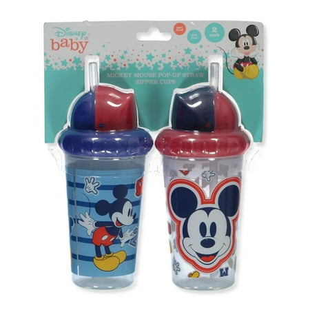 Disney Mickey Mouse Baby Girls' Mickey Mouse 2-Pack Pop-Up Straw Sipper Cups - blue/multi, one size