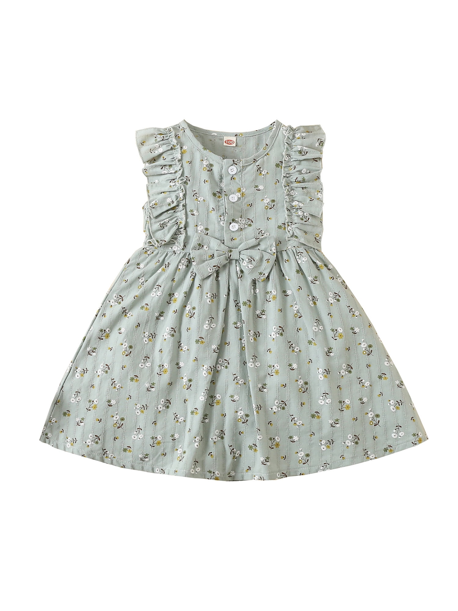 Toddler Baby Girl Dress Floral Ruffle Sleeveless Dresses Summer Fall Cute Infant Girls Sundress Clothes 