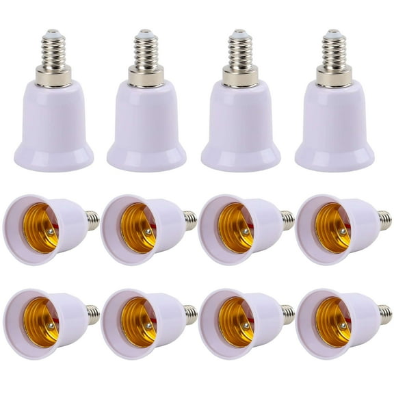 Deago 12 Pack E12 to E26 Adapter, Chandelier Light Socket, Candelabra E12 to Medium Socket E26/E27 Converter Bulb Base Adapter Converter