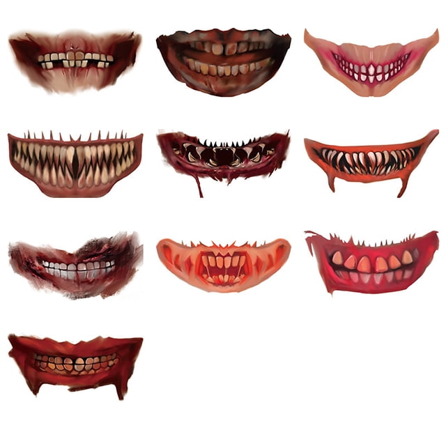 Tatuajes de boca de Halloween YOUSIM Fiesta Terror Labios aterradores varios tamaños