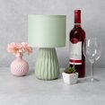 thumbnail image 2 of Simple Designs 11.02" Traditional Mini Modern Ceramic Texture Pastel Accent Bedside Table Desk Lamp with Matching Fabric Shade for Bedroom, Nightstand, Living Room, Entryway, 2 of 9