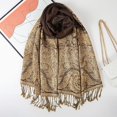 thumbnail image 2 of Shiyou-grand Châle Pashmina Paisley Foulard Jacquard Double Couches Réversible avec Pompons, 2 of 4