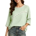 thumbnail image 3 of Jinhomg Ladies 3/4 Sleeve Blouses Cotton Blend Tops with Frayed Edge Lightweight Business Casual Summer Outfits for Women 2026 Mint Green,XXXL, 3 of 9