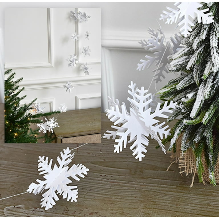 24PCS Snowflake Christmas Decorations, 3D Large White Paper Snowflakes  Garland Hanging Snow Flakes For Winter Wonderland Christmas Party  Decorations