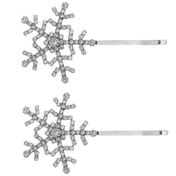 Mobestech Snowflake Hair Clips for Women Silver Alloy 1 Pair