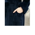 thumbnail image 6 of Robes for Women, LOFIR Long Womens Robes, Soft Fluffy Fleece Bath Robe with Front Pocket, Winter Warm Plush Lapel Women's Robes, Adjustable Belt, Dark Blue, S/M, 6 of 7