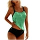 thumbnail image 2 of Tankini de moda para mujer, color sólido con cojín en el pecho y sin soporte de acero, traje de baño holgado con cordón dividido, traje de baño de dos piezas para mujer, trajes de baño tankini para mu, 2 of 5