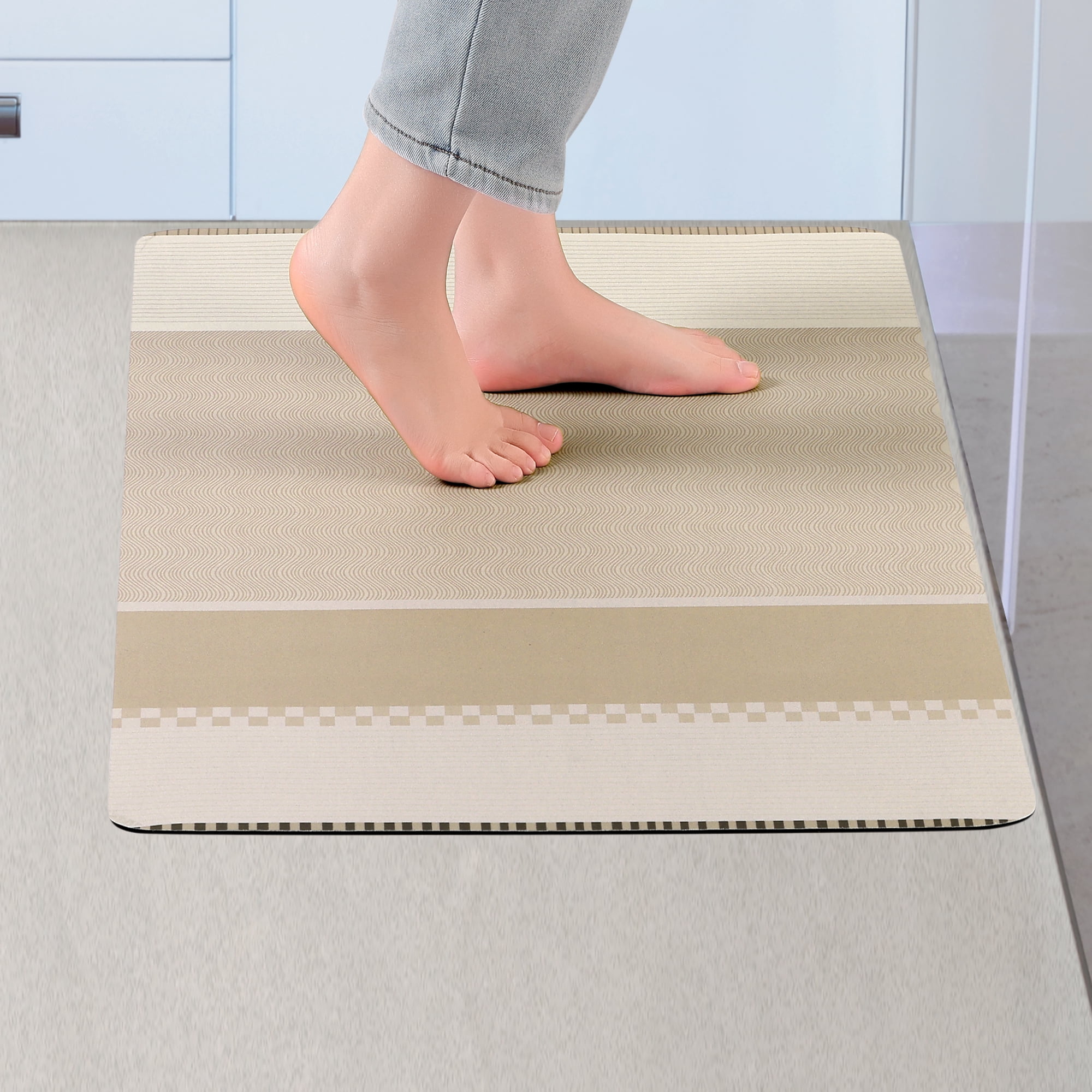 Unique Bargains Modern Soft Comfort Kitchen Rug Absorbent Non Slip Kitchen Mat Washable Brown 20" x 32"