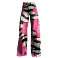 thumbnail image 4 of Women's Casual High Waisted Denim Wide Leg Pants Floral Patterned Pants Lightweight Loose Fit Casual Colorful Trouser Imitation Jeans Cargo Pants Women, 4 of 4