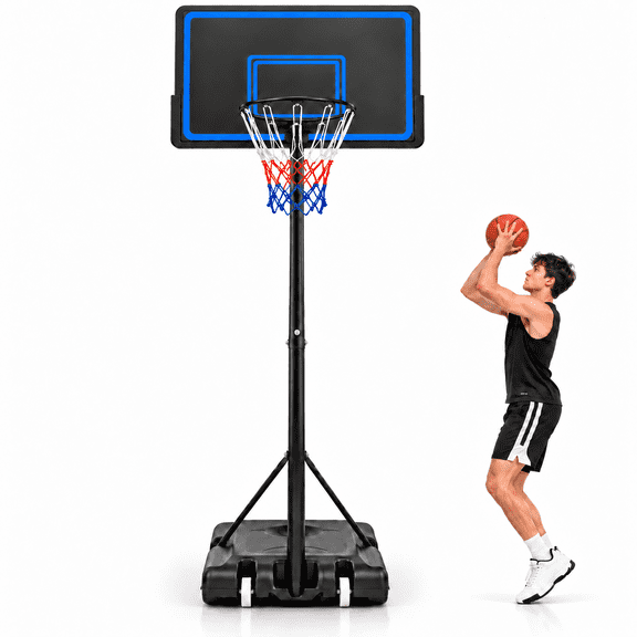 SUGIFT Portable Basketball Hoop, 7.5-10 FT Height Adjustable, 44 Inch Backboard, Outdoor Basketball System with Wheels