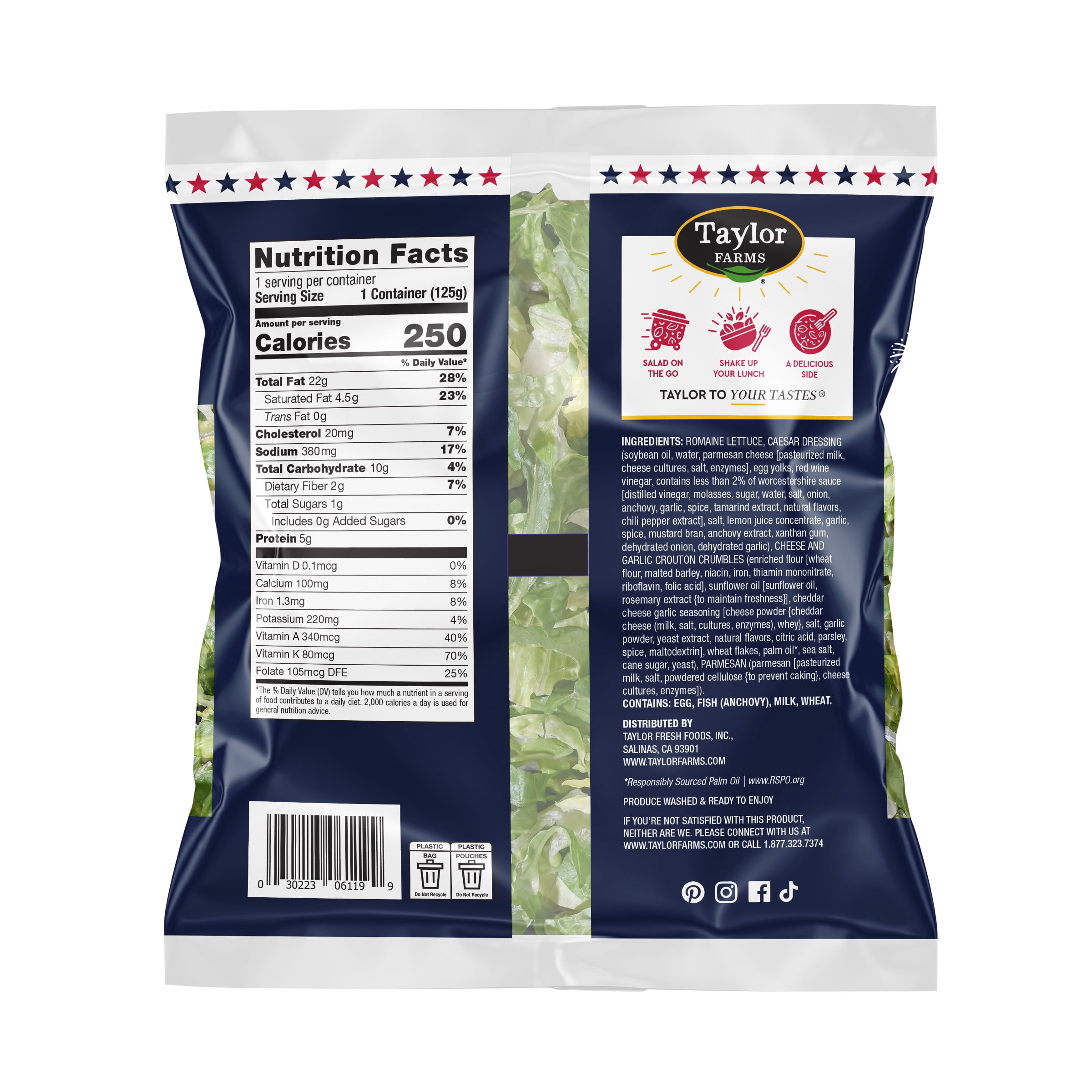 Taylor Farms Caesar Mini Salad Kit, 4.42 oz Bag, Fresh