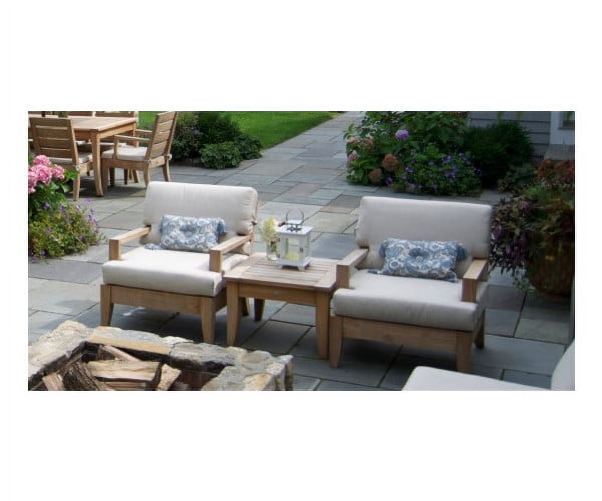 WholesaleTeak Outdoor Patio Grade-A Teak Wood Atnas 3 Piece Teak Sofa Lounge Chair Set -2 Lounge Chairs and 1 Side/ End Table - Furniture only #WMSSAT2 - image 3 of 4