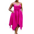 thumbnail image 1 of Puntoco Vestidos Mujer Verano Mujer Color Sólido Sexy Arco Correa Sin Espalda Vestido Con Cuello En V Vestido Casual Con Dobladillo Irregular, 1 of 6