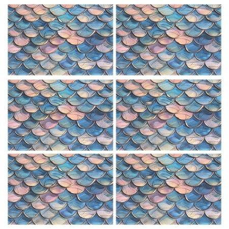 

Ryvnso Placemats Set of 6 Fish Scales Dining Mats Heat-Resistant Non-Slip Washable Table Mat