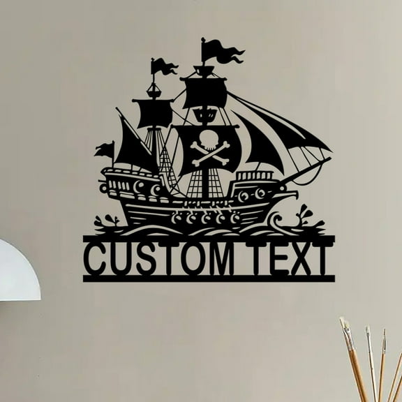 Custom Pirateship Metal Wall Art, Personalized Pirate Ship Name Lover Sign Home Decor, Housewarming Gifts, Decoration Hanging