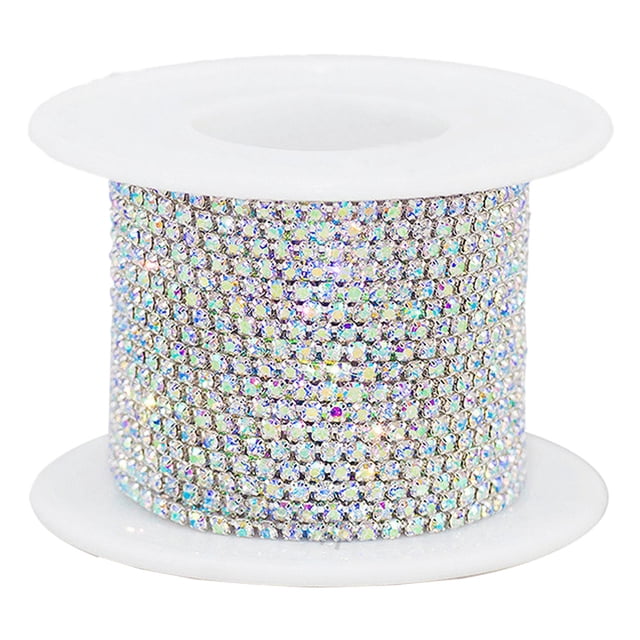 1 Roll 10 Yards Rhinestone Chain,1.5mm Crystal Rhinestones Close Chain Roll, Crystal Claw Cup Chain