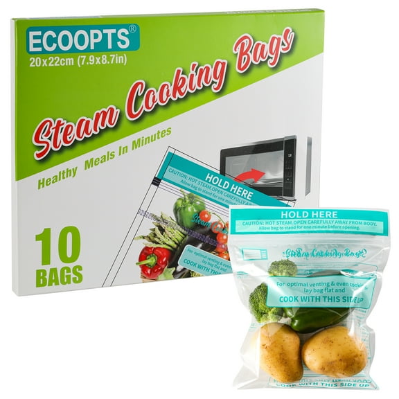 10×Steam Cooking Bags Large Size Microwave Steamer Bags for Vegetables,Potatoes and Meat -1Pack