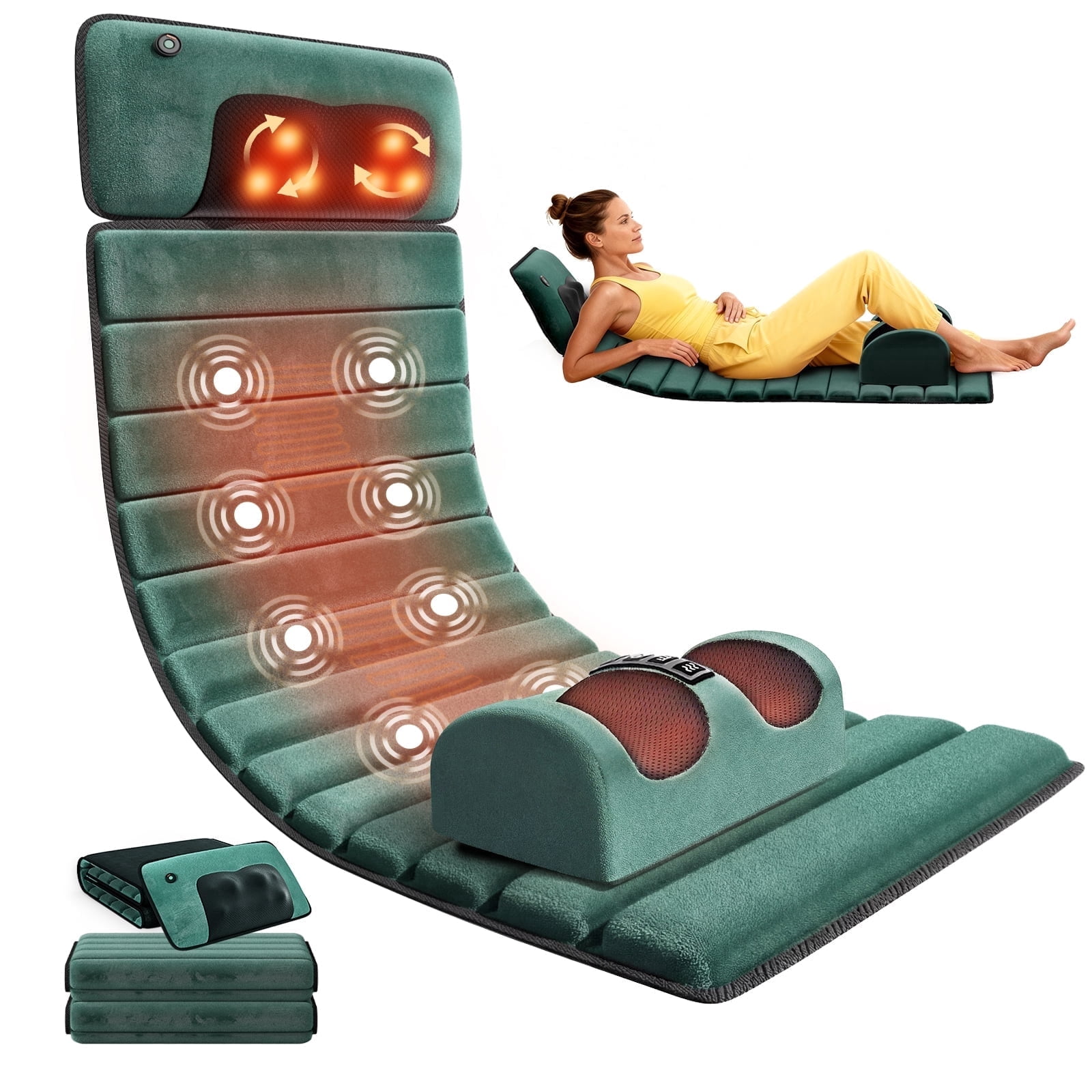 Himouta Full Body Massage Mat with Heat, Detachable Back Massage pad with Vibration Motors for full body massage,Gift