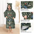 thumbnail image 3 of FORMRS Wearable Blanket Hoodie with Sleeves for Kids Cozy Flannel Sweatshirt, Green Flowers Pattern, 3 of 7
