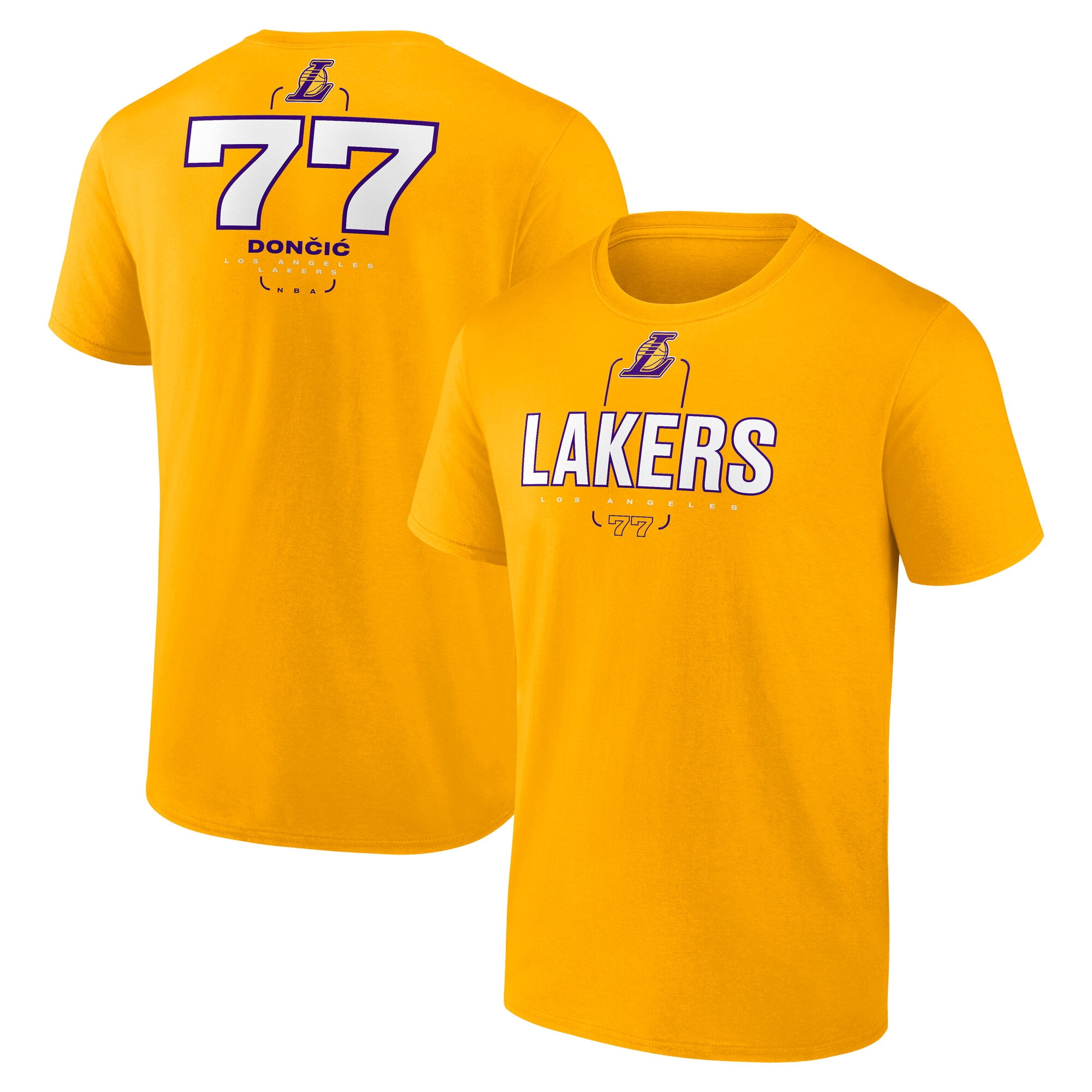 Men's Fanatics Luka Don-i- Gold Los Angeles Lakers Behind The Back Name & Number T-Shirt