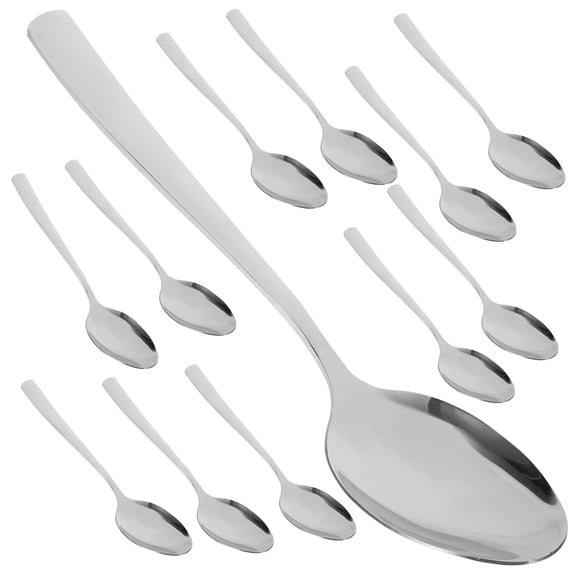HOMEMAXS 12pcs Silver Stainless Steel Table Spoons for Kitchen Use Dinner and Dessert Spoons
