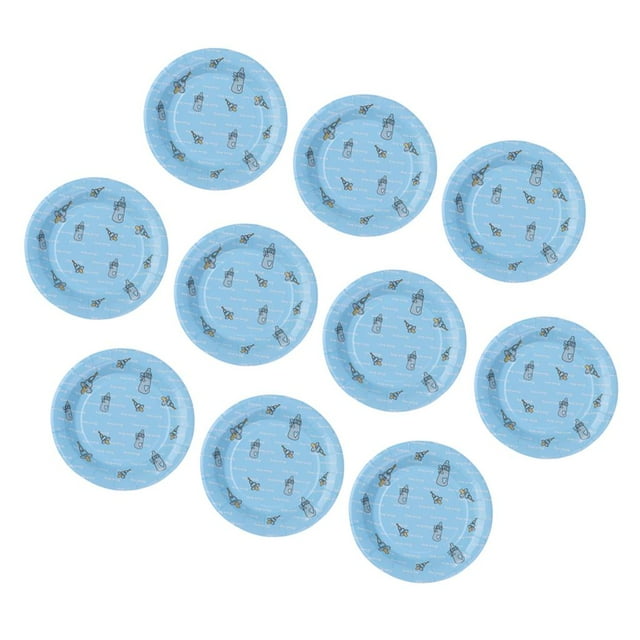 10 Piezas Desechables Platos De Papel Gloria Vajilla Cumpleaños De Bienvenida Al Bebé Azul