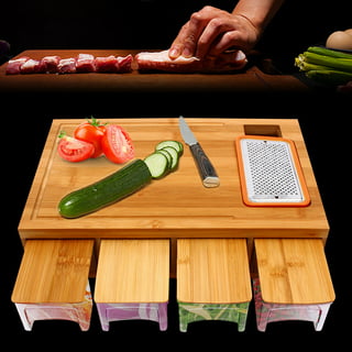 Cutting Board Attached Containers  Multifunctional Drawer Cutting Board -  Kitchen - Aliexpress
