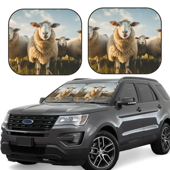 Wukai Cute Prairie Sheep Herd Car Front Windshield Sun Shade,Sun Visor Shield Block Automotive Interior Protector Blocks UV Rays-Medium