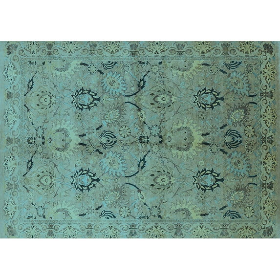 Ahgly Company Indoor Rectangle Oriental Light Blue Industrial Area Rugs, 2' x 5'