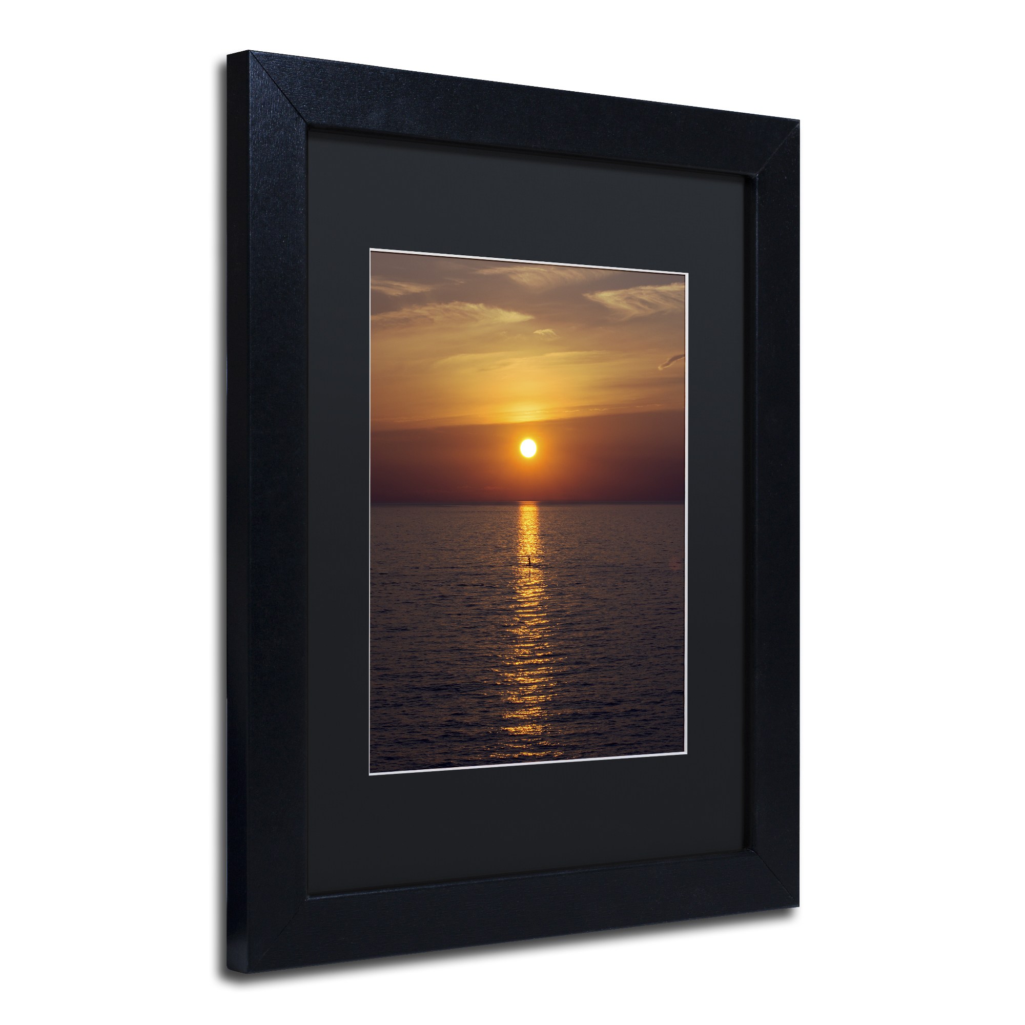 Trademark Fine Art "Sunset Paddleboard" Canvas Art by Kurt Shaffer, Black Matte, Black Frame