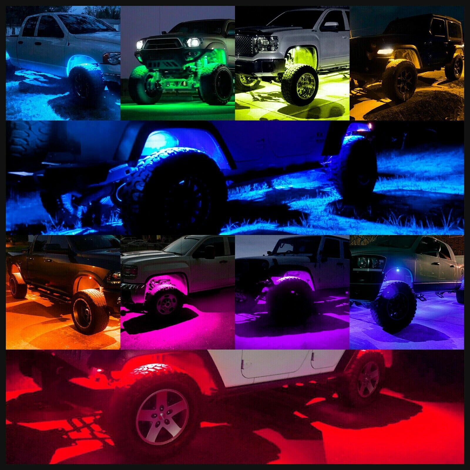 XZKING 8Pods Metal DreamColor RGB LED Rock Lights for Trucks Jeep Golf Cart ATV UTV SUV Offroad with APP/RF Remote, Multicolor Brake Underglow Light Neon Aluminum Waterproof 12V Underbody Lights