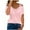 Pink, variant on under $5 JINMGG Short Sleeve Womens Tops Summer Fashion Women's Summer V-Neck Casual Lace Patchwork Solid Caims Blouse Top Pink XXL