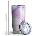 thumbnail image 2 of 20oz Insulated Car Cup with Silver Base, Stainless Steel Travel Tumbler with Telescopic Straw and Lid, 360° Full Wrap Printed, Liquid & Marble Print, 2 of 6