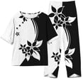 thumbnail image 1 of Mikilon Ensemble Élégant pour Femmes 2 Pcs Imprimé Manches 5/10 Col Rond + Pantalon Décontracté Ensemble Chic et Confortable Manches Courtes Col Rond Blanc m, 1 of 6