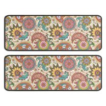 Kitchen Rugs Sets Of 2,Multicolor Ethnic Paisley and Floral Pattern Anti Fatigue Kitchen Mat Rugs Non Slip Washable,Decorative Kitchen Floor Mats for Kitchen,Sink,Laundry,17"x47" 17"x47"