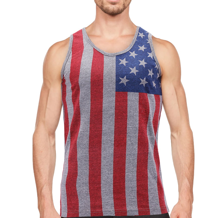 uideazone Men Graphic Tank Top USA Flag Patriotic Singlet American Flag Stripes Sleeveless Shirt 