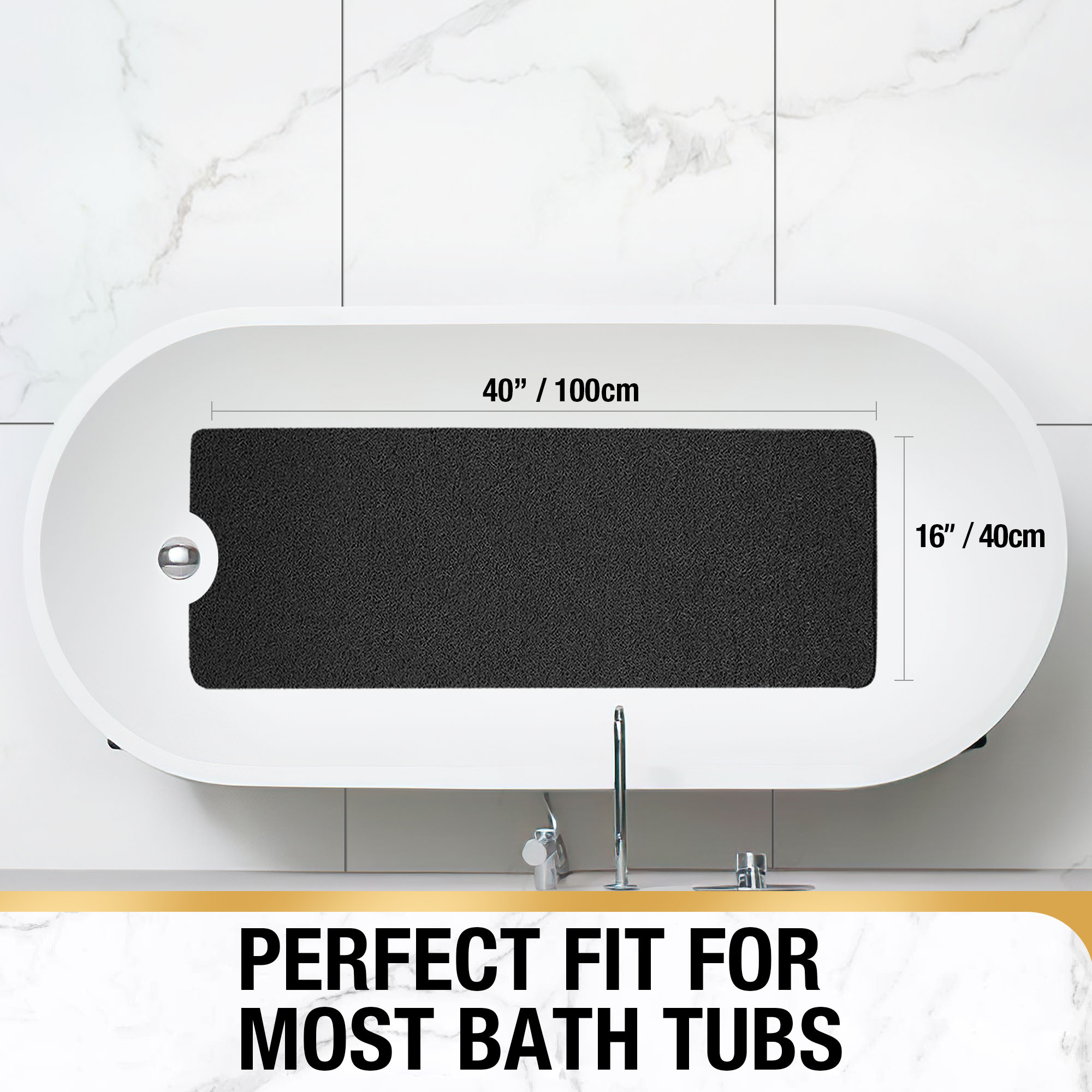 Conlun Non-Slip Bathtub Mat, 40" x 16", Black photo 6