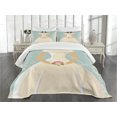 thumbnail image 3 of Ambesonne Grunge Quilted Bedspread Set 3 Pcs, Sketch Bride Dress, King Size, Pale Blue and White, 3 of 5