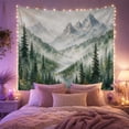 thumbnail image 2 of Misty Mountain Forest Landscape with Misty Pine Valleys Serene Watercolor for Nature Enthusiasts Forest Wall Art Housewarming Gift Tapestry Wall Hanging for Bedroom and Living Room, 2 of 7