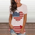 thumbnail image 5 of QLEICOM Womens 4th of July Tops Independence Day Popular American Flag Printed T-shirt Round-neck T Short Sleeve Letters Print Summer Loose Fitting Tee Tops Blouses Hot Pink L, 5 of 6