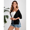 thumbnail image 3 of HOWCOME Short Sleeve Open Front Kimono Cardigan Summer Lightweight Cardigan Casual Beach Cover Up Black, L, 3 of 6