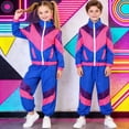 thumbnail image 2 of JAJAHO Boys Girls Retro Disco Joggers Tracksuits Vintage Dance Casual Wear Long Sleeve Stand Collar Zip Up Jackets Ankle-Tied Pants 2 Piece Set 7-13 Years Versatile Outfit, 2 of 9
