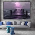 thumbnail image 6 of Purple Full Moon Wooden Dock Sea Framed Canvas Prints for Hallway Bedroom Office Decor, Ready to Hang12"L x 8"W, 6 of 10