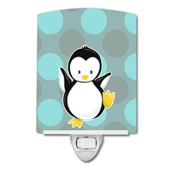 Caroline's Treasures BB8605CNL Penguin on Polkadot Ceramic Night Light, 6x4x3", multicolor