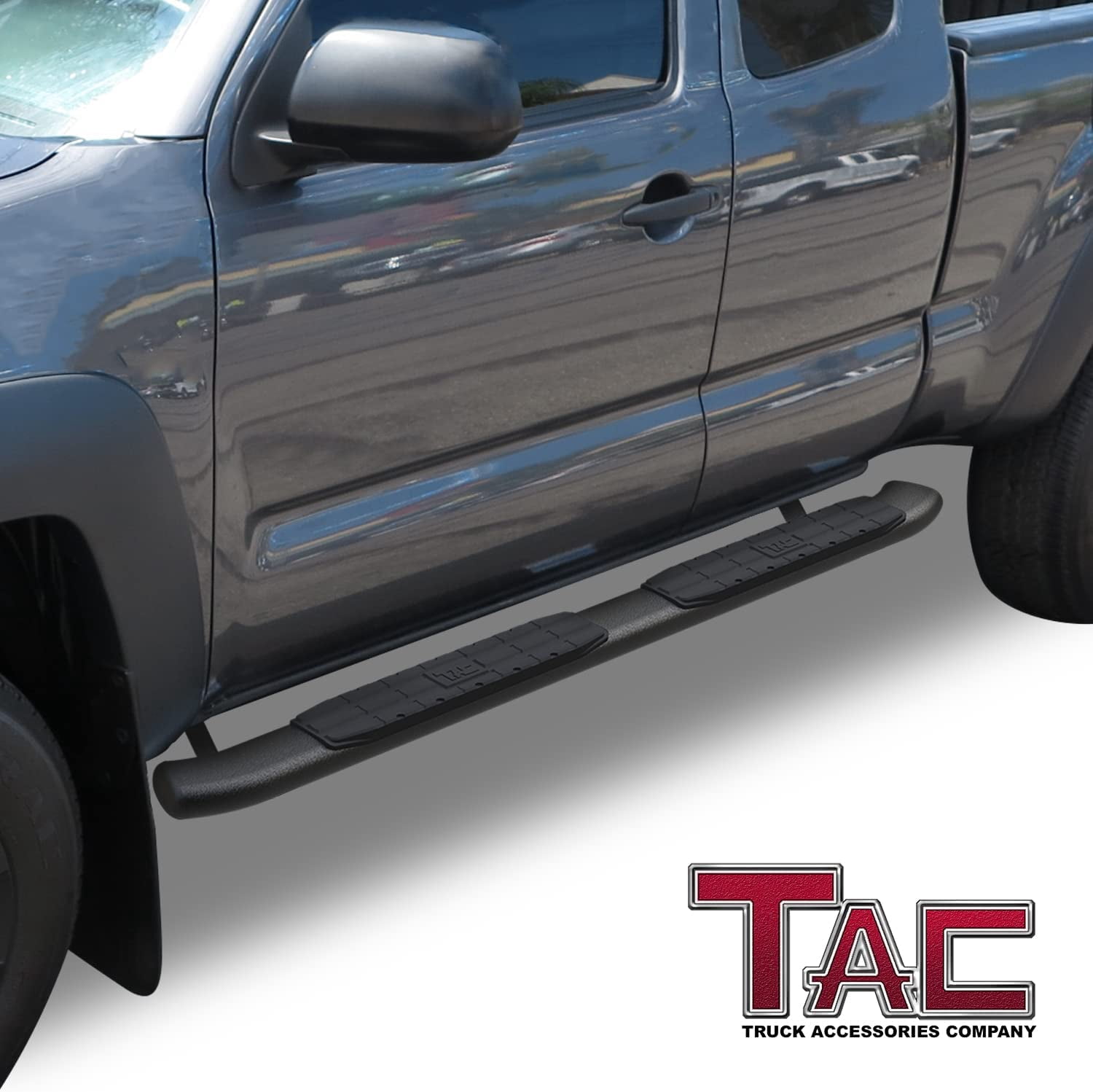 TAC Side Steps Running Boards Compatible with 2005-2023 Toyota Tacoma Access Cab Truck Pickup 4.25" Texture Black Side Bars Nerf Bars Off Road Accessories (2pcs)