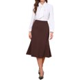 thumbnail image 2 of INSPIRE CHIC Fishtail Skirt for Women Panel High Waist Side Pockets Work Office Midi Skirts XS Dark Brown, 2 of 6