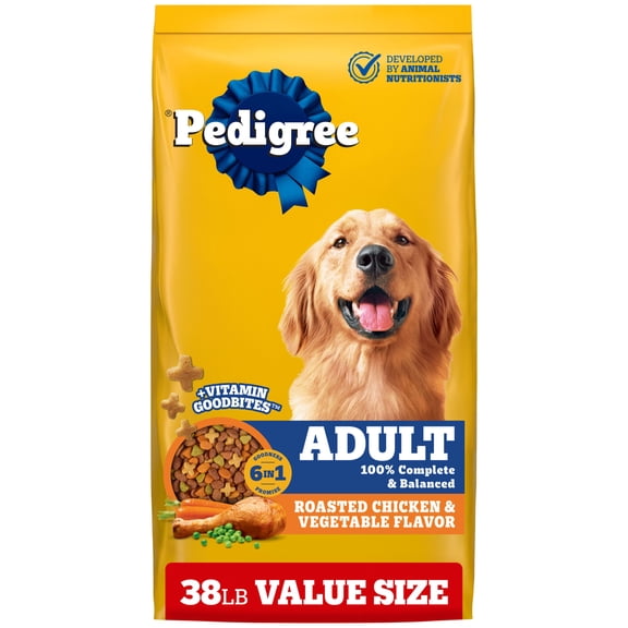 Pedigree Adult Roasted Chicken & Vegetable Flavor Food for Adult Dogs Value Size 38 lb