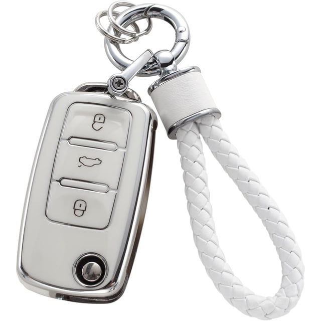 Key Fob Cover Compatible with Fit for Volkswagen Jetta Golf Polo MK7 Passat Beetle Soft TPU Remote Key Shell Case Keychain Case Holder Protector
